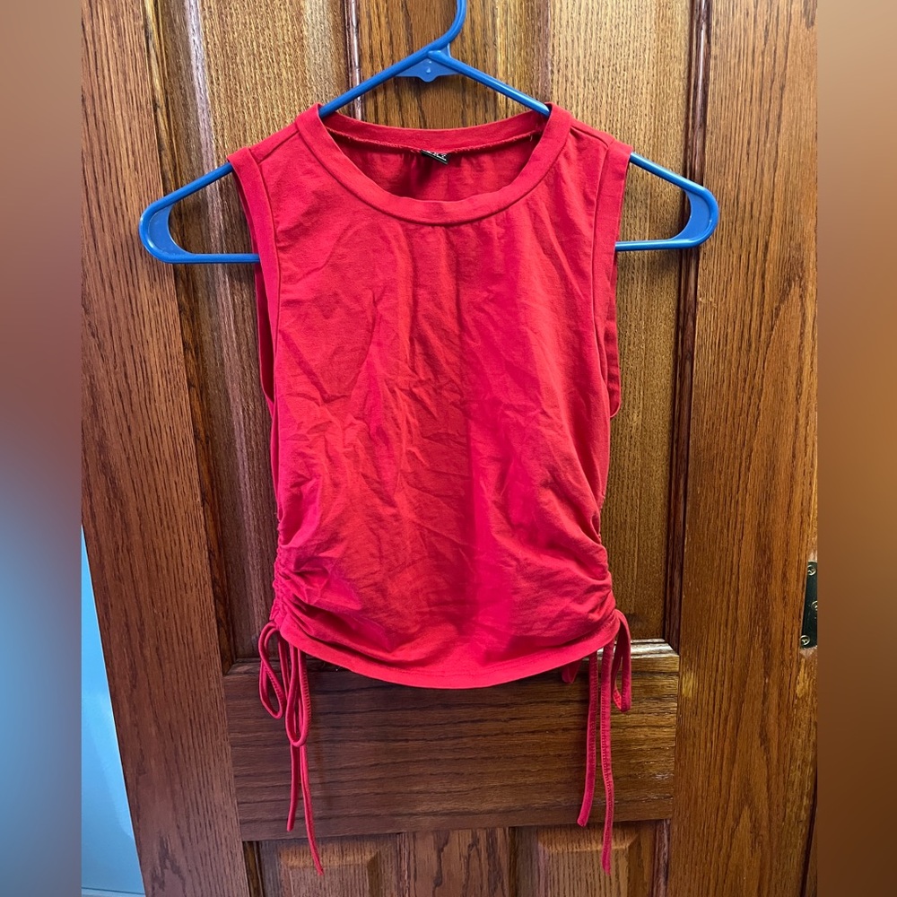 Shein Red Tie Crop Top M